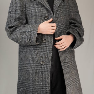 Vintage Tweed Overcoat Pure Wool Male Vintage Wool Coat 1980s image 3