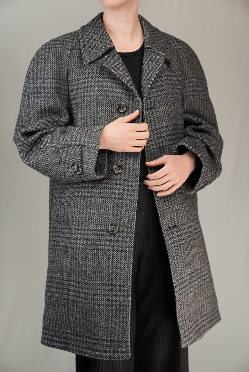 Vintage Tweed Overcoat Pure Wool Male Vintage Wool Coat 1980s image 3