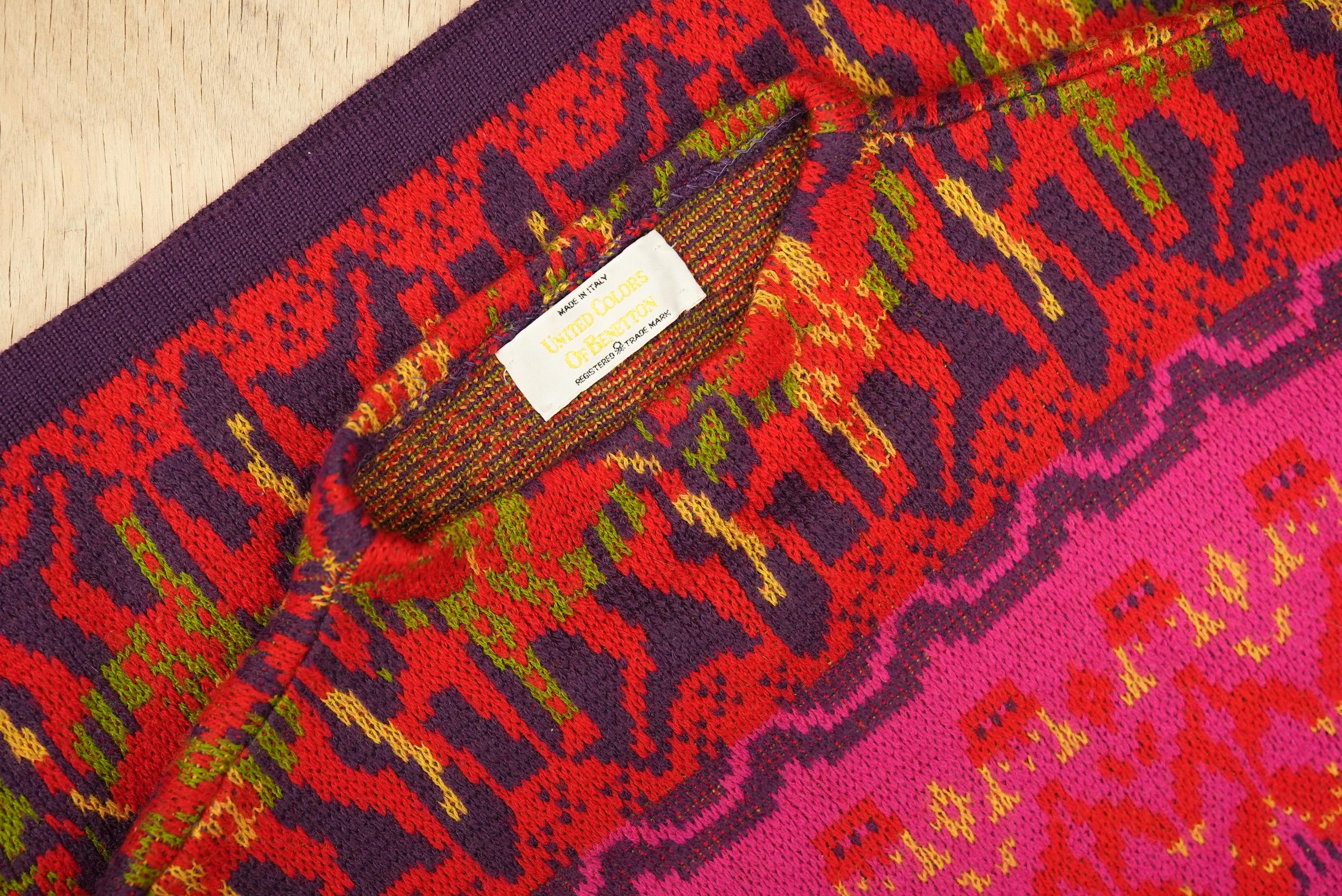 Rare BENETTON Vintage Sweater With Unique Horse and Riding 