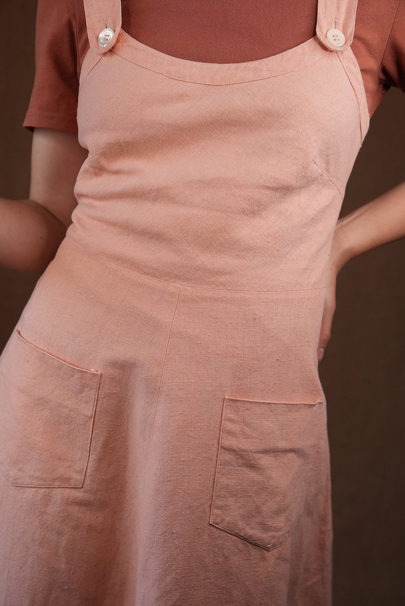 Soft peach linen dress vintage / made in France 60s image 7