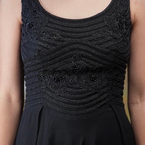 Luisa Spagnoli Beaded Silk Dress in Black with Flower Embroidery Pure Silk Made in Italy image 5