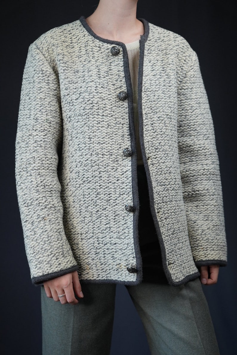 Cozy Knitted Wool Cardigan Traditional Trachten Jacket Austrian Vintage Made in Austria 100% Wool image 5