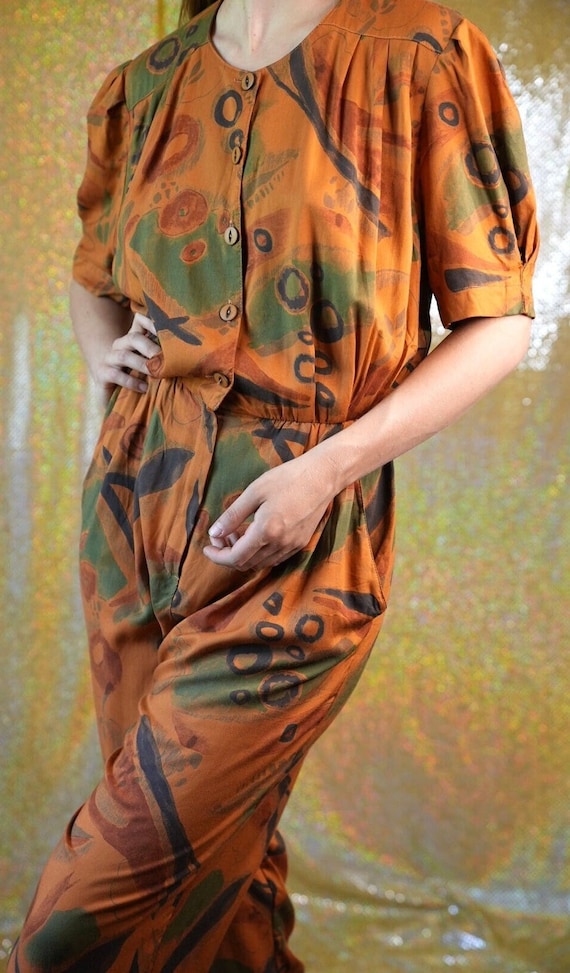 Vintage Jumpsuit with Abstract Pattern 70s 80s in 
