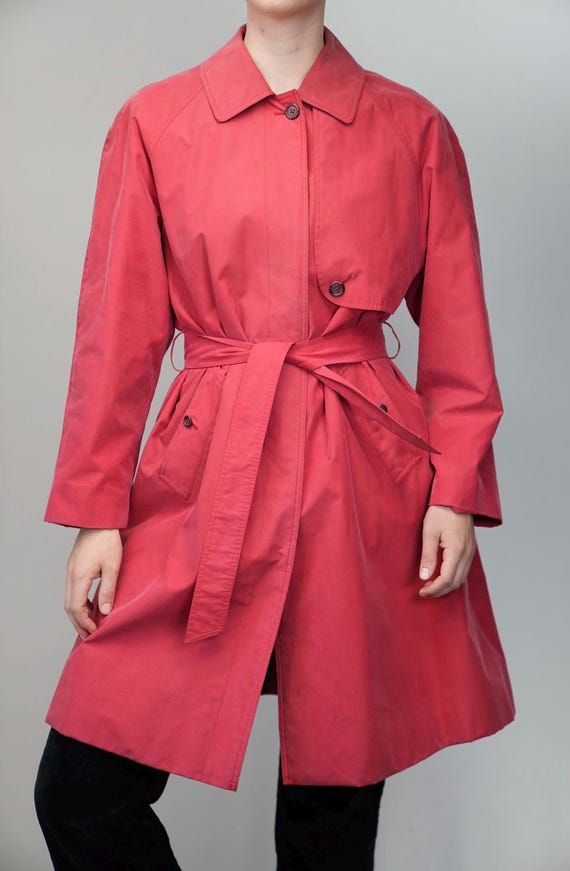 Vintage Red Burberrys Trench | Flared Belted Mac | 90s, Made in