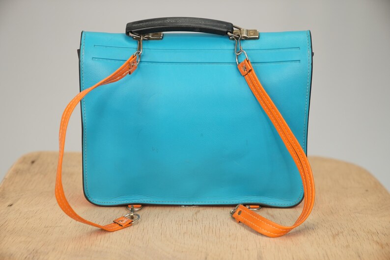 Vintage Satchel Backpack With Bold Color-block Design | 35cm X 26cm ...