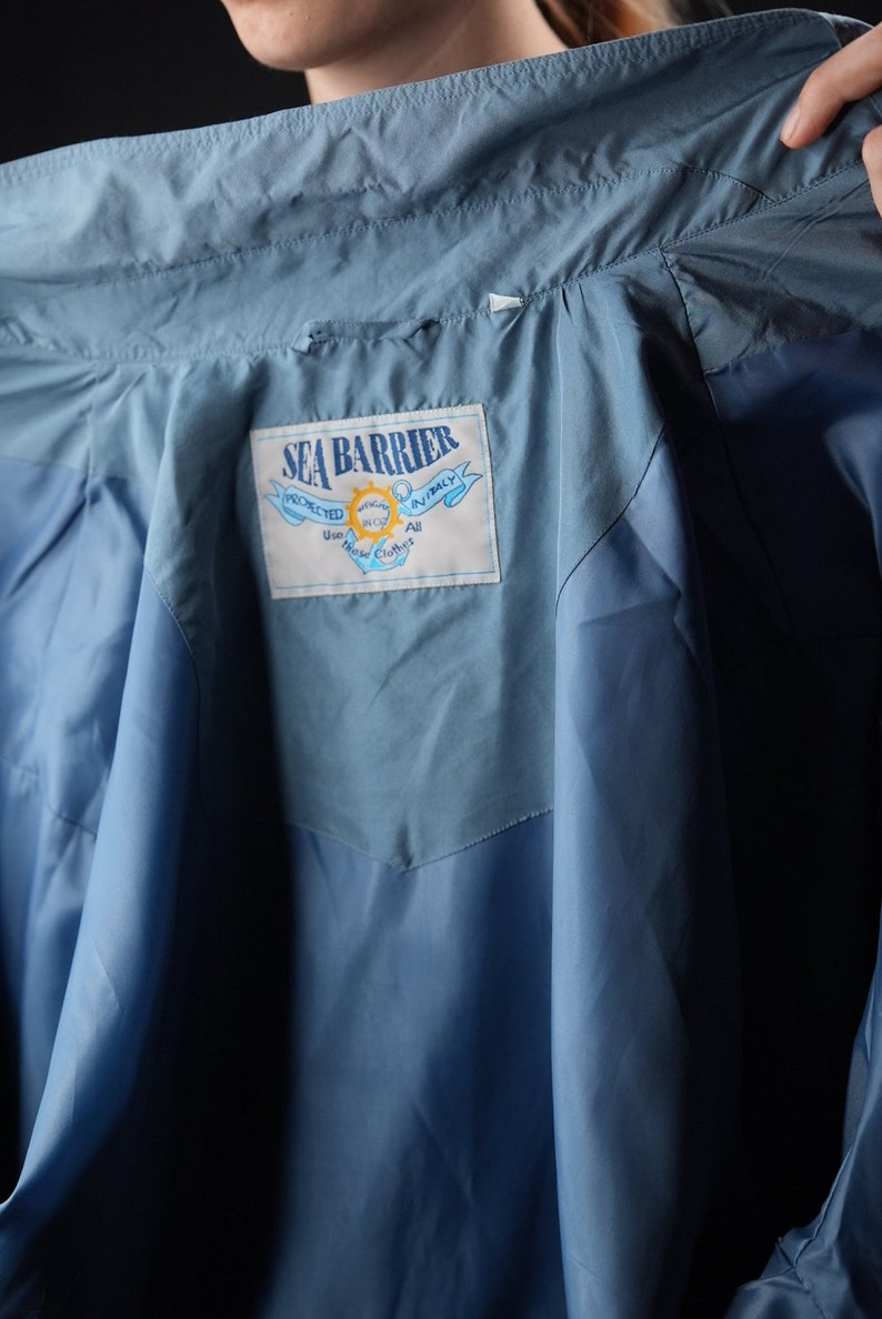Silk Bomber-jacket Vintage light blue John Slim, Made in Italy image 6