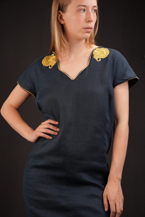 Buy FENDI Vintage Dress Linen in Dark Blue With Gold Details | 1980s, Made in Italy Online in India - Etsy Buy FENDI Vintage Dress Linen in Dark Blue With Gold Details | 1980s, Made in Italy Online in India - Etsy