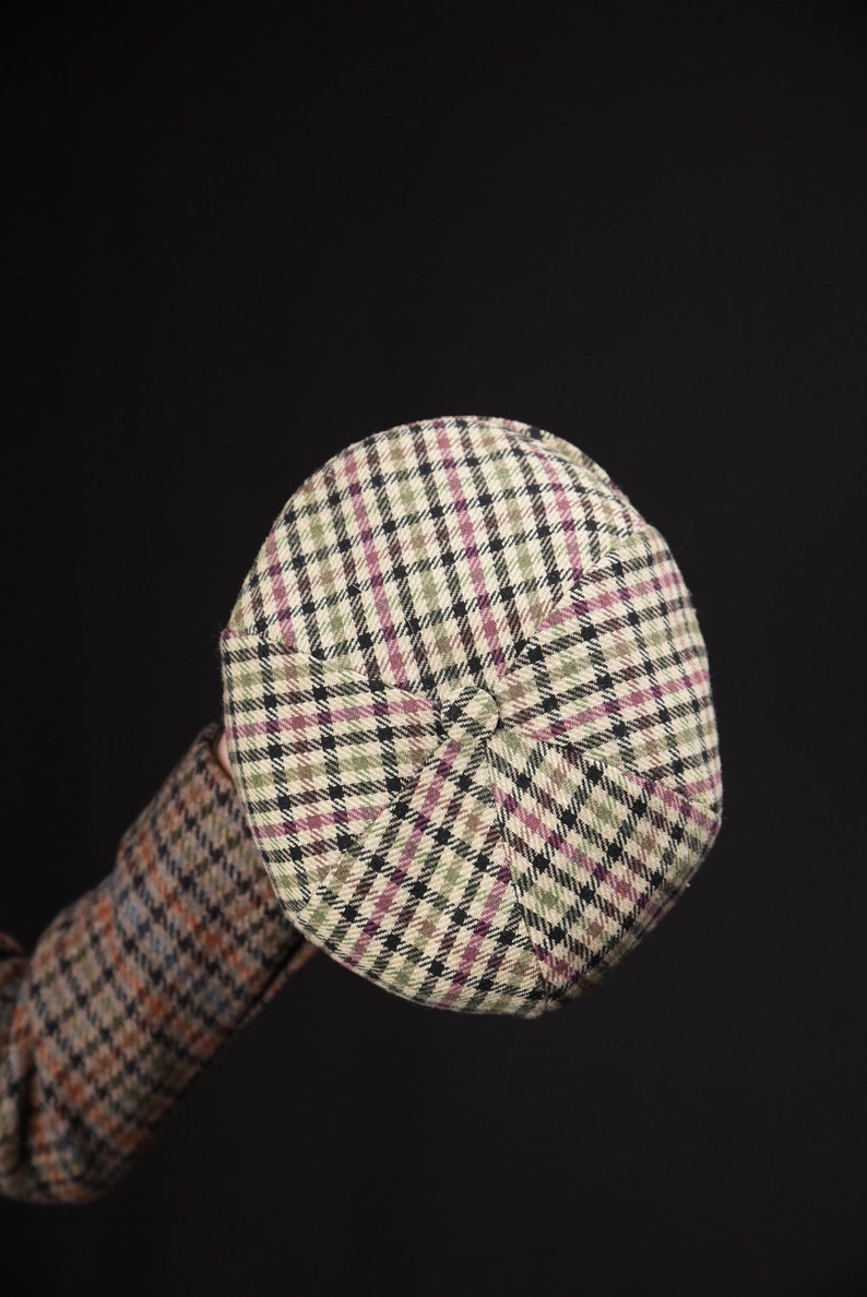 Checkered Vintage Hat Wool Beret image 6