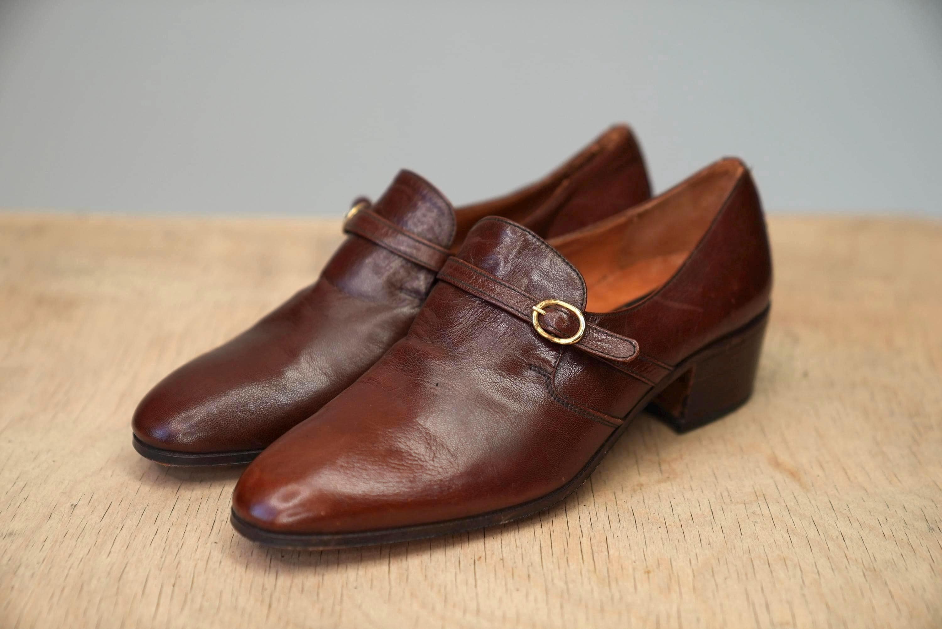 VERO CUOIO Italian Leather Slip On Brown Loafers Dress Shoes
