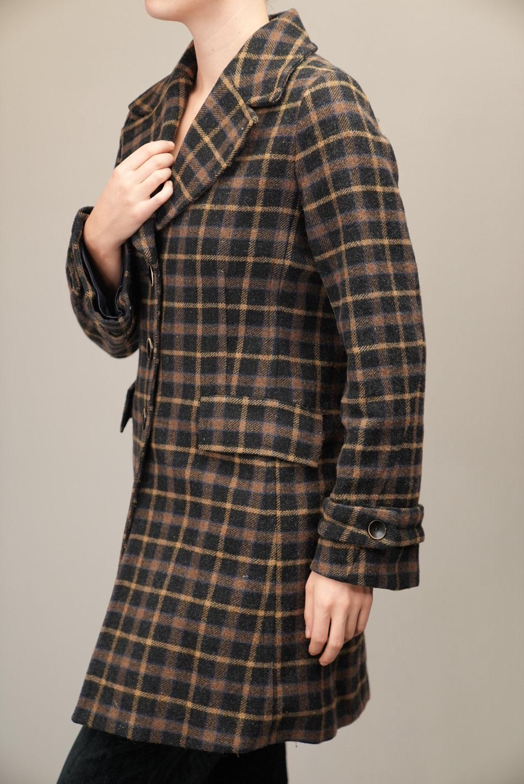 Stefanel 90s Wool Coat With Checkered Pattern | Women's Size M ...