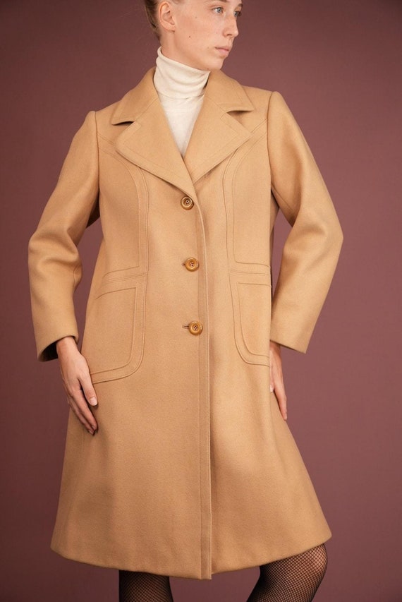 Manteau en laine beige vintage Manteau pour femme des annees 80 fabrique en Italie Etsy France