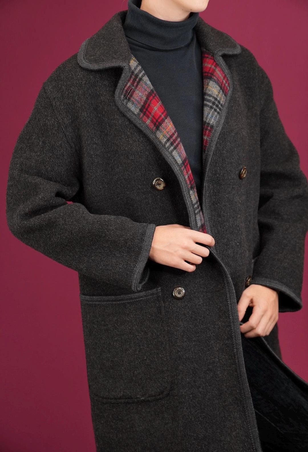 Merlet Loden Coat, Virgin Wool in Charcoal Grey With Red Checkered Wool Lining Women's M-L Made in Tyrol - Etsy Merlet Loden Coat, Virgin Wool in Charcoal Grey With Red Checkered Wool Lining Women's M-L Made in Tyrol - Etsy