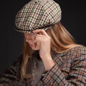 Checkered Vintage Hat Wool Beret image 5