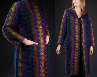 Rare MISSONI Vintage Coat with Colorful Pattern Invertible 90s