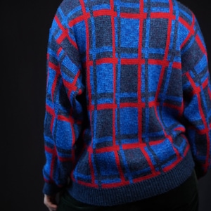 Vintage Sweater with Graphic Pattern blue red Made in Denmark image 3