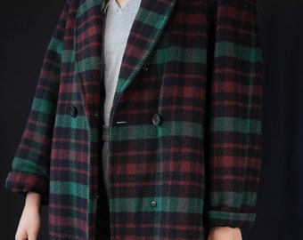 Checkered Vintage Wool Coat, Made in Italy