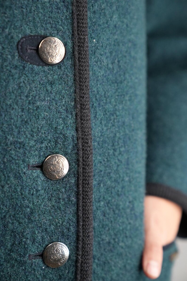 Dolomiten Boiled Wool Jacket in Teal Green Women's Tyrolian Vintage