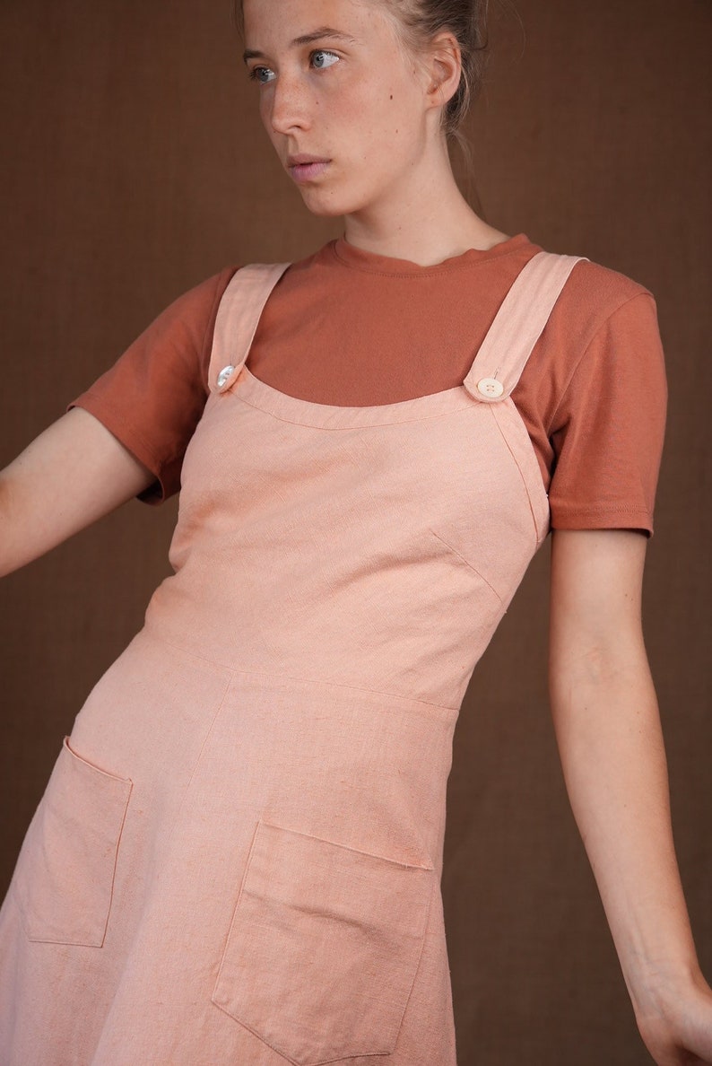Soft peach linen dress vintage / made in France 60s image 1