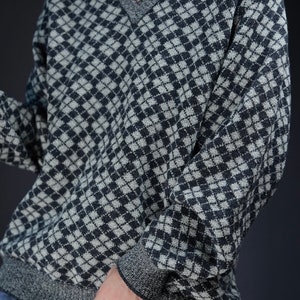 Checkered Vintage Wool Sweater black and white image 6