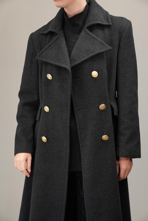 Charcoal Grey Soft Wool Coat | Vintage, 90s | Women's Double