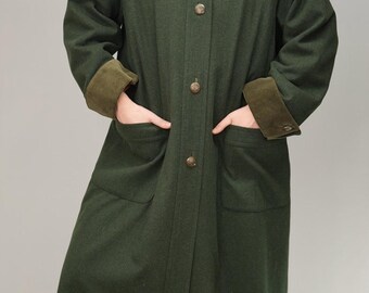 ジャケット・アウター BAVARIA LODEN\" wool long coat Mystical Vintage Loden Coat in Forest Green | Pure Wool