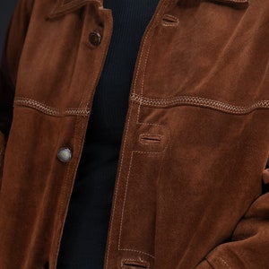 Luxury Suede Leather Coat Vintage caramel brown image 5