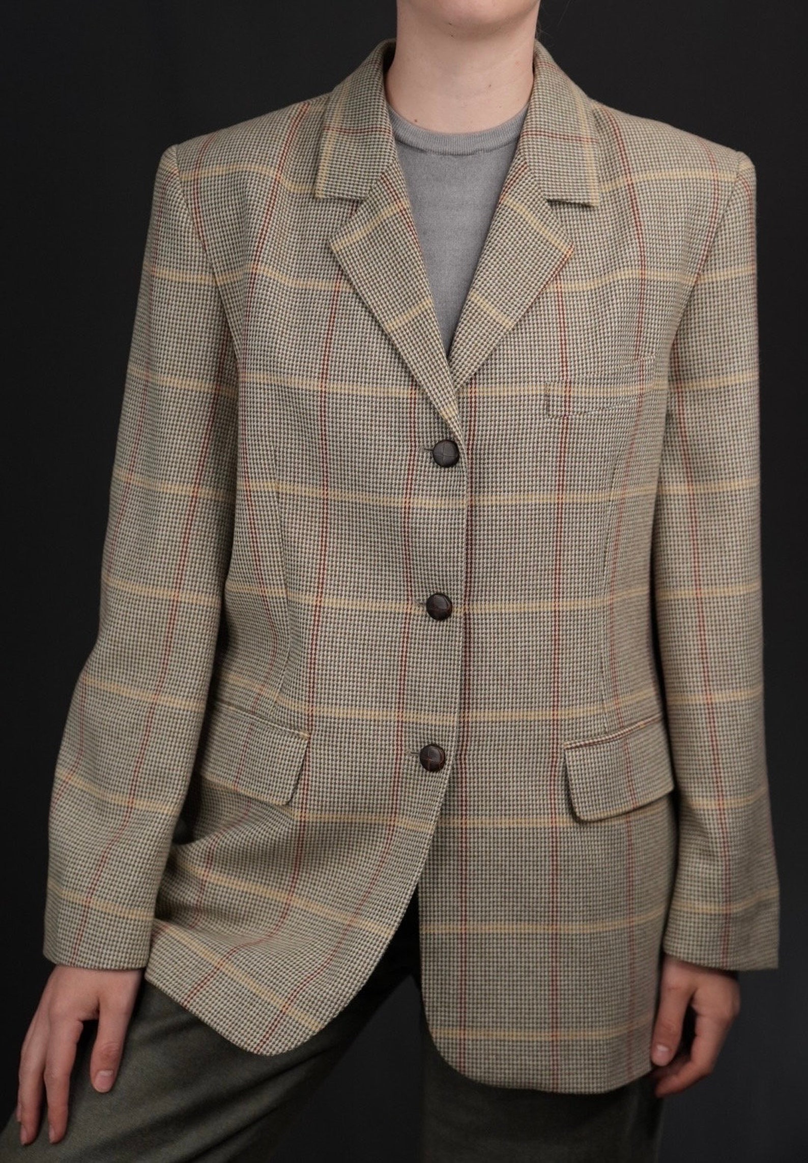 Checked Vintage Chic Sleek Designer Blazer Coat