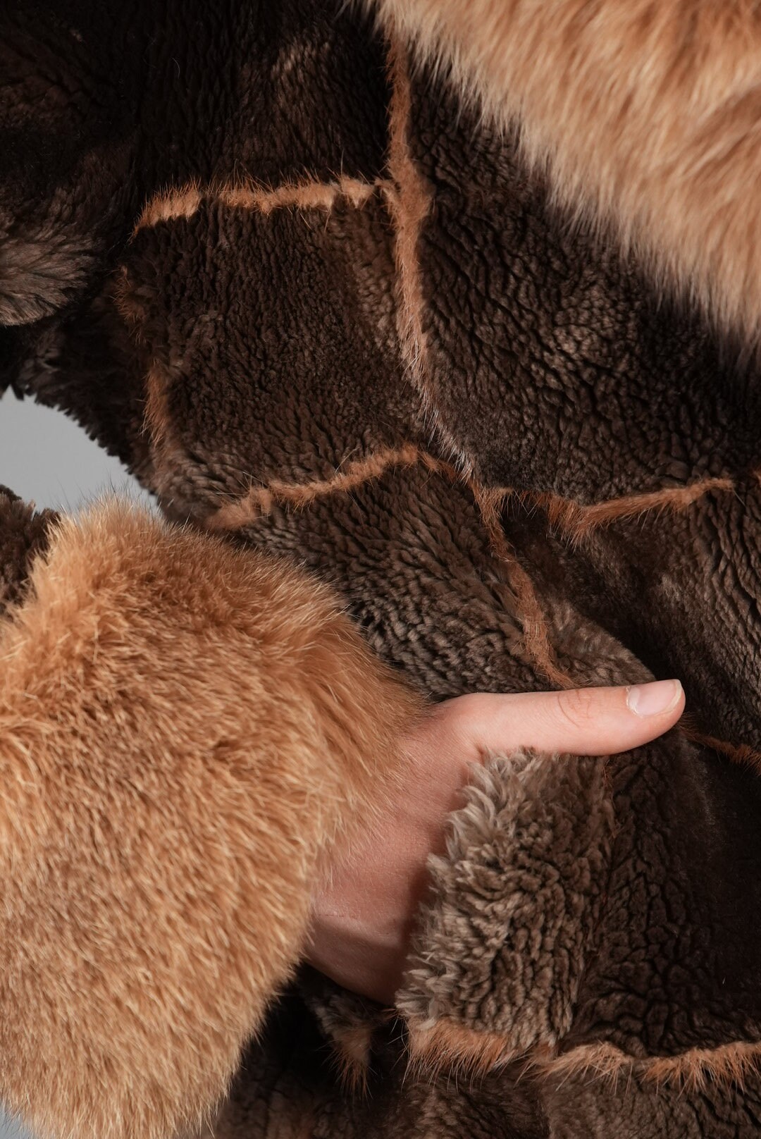 MARNI coat Nutria wool×fur size36 Nutria Fur Coat Sheared With Hood and Fox Fur Trim | Small