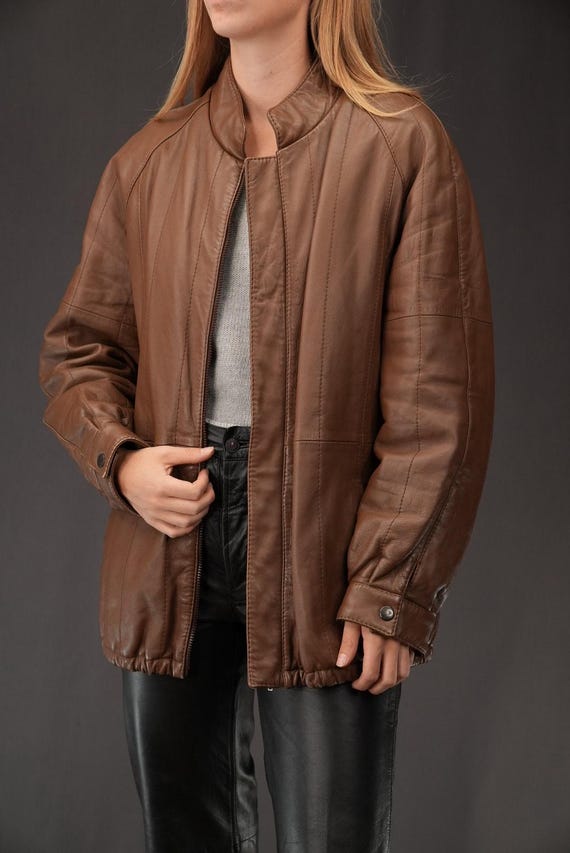 Buy Vintage Leather Jacket Milk Chocolate Brown 1970s Made in 