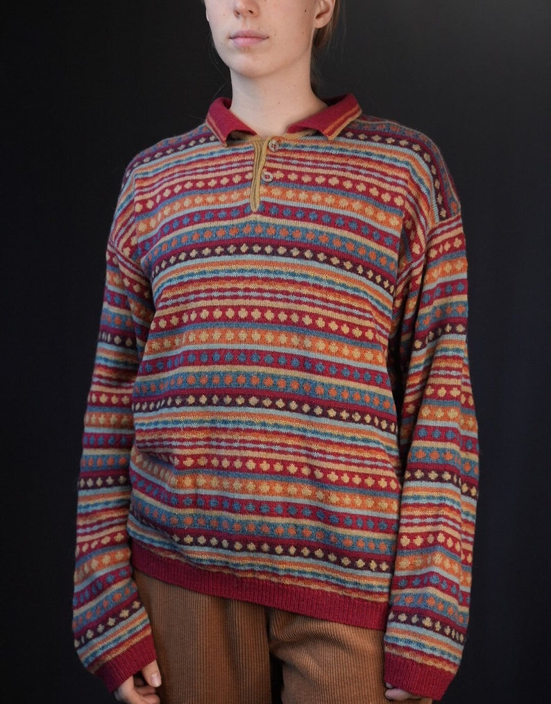 Missoni Vintage Wool Sweater with Colorful Pattern 10% Alpaca Made in Italy image 5