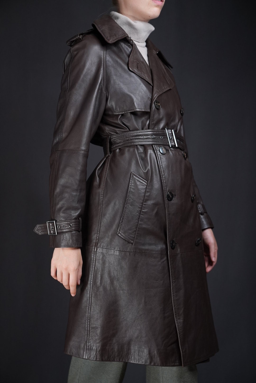 Jean Paul Gaultier Leather Trench-coat Dark Chocolate Brown Jean Paul Gaultier Leather Trench-coat Dark Chocolate Brown