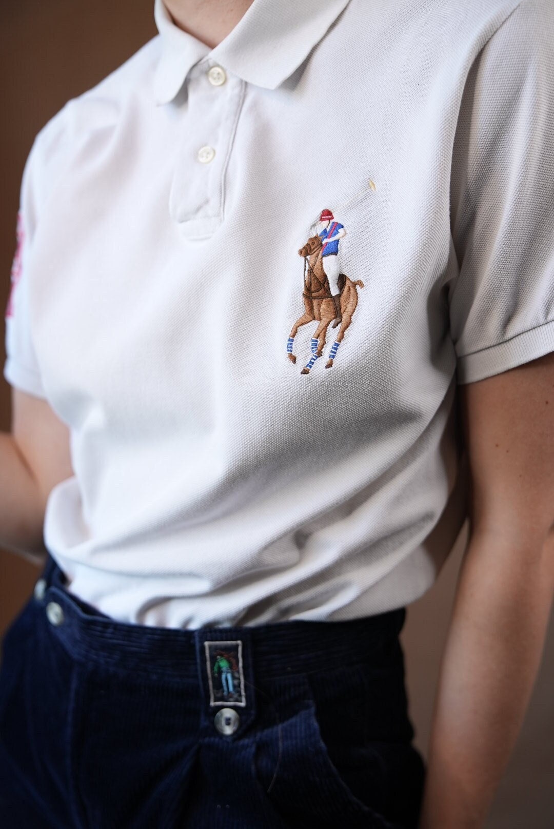 Polo Ralph Lauren – T-Shirt in Navy mit großem Polospieler-Print auf dem  Rücken