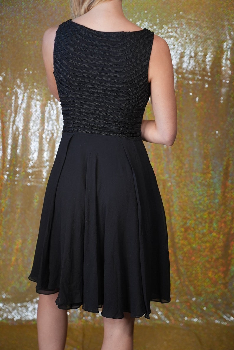 Luisa Spagnoli Beaded Silk Dress in Black with Flower Embroidery Pure Silk Made in Italy image 4