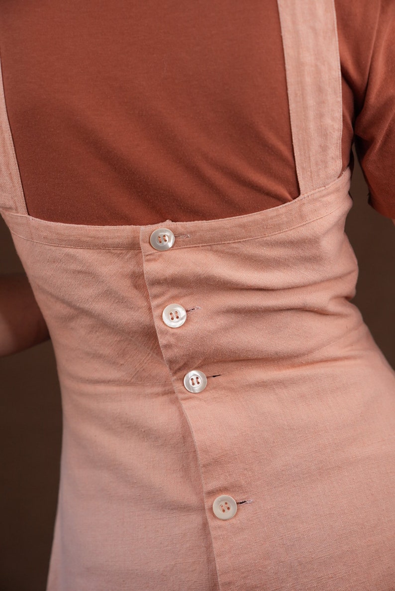 Soft peach linen dress vintage / made in France 60s image 3