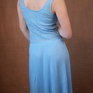 Baby blue pleated knit dress 60s/70s image 4