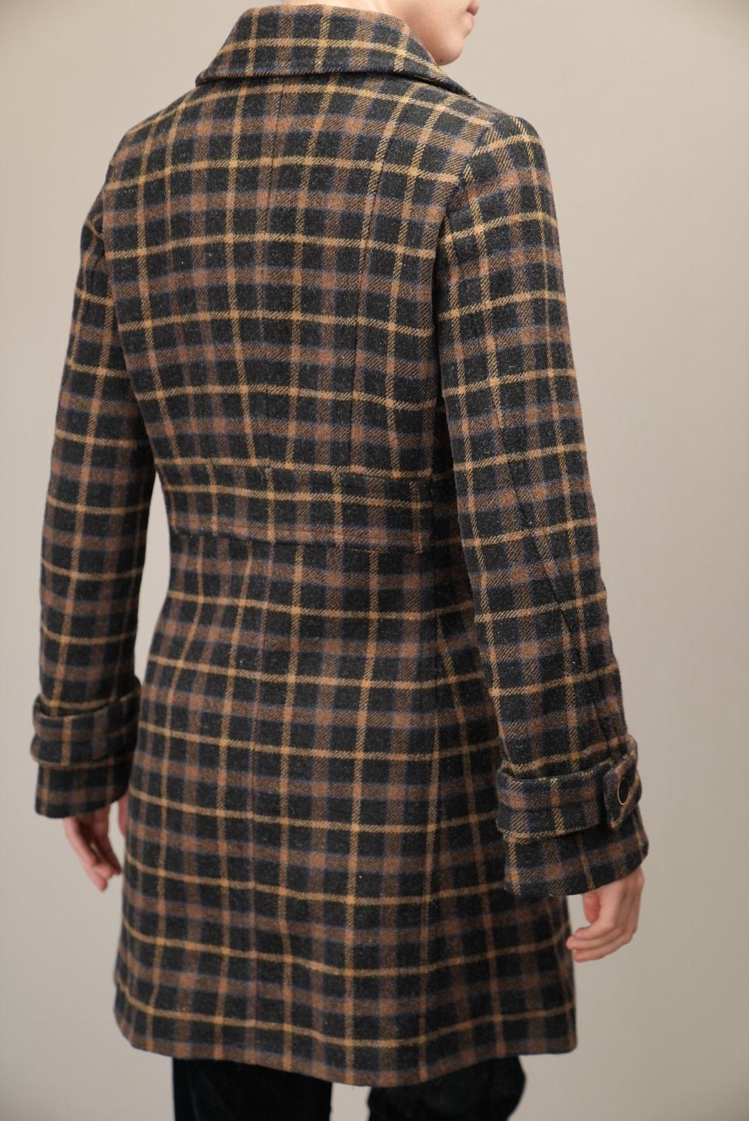 Stefanel 90s Wool Coat With Checkered Pattern | Women's Size M ...