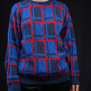 Vintage Sweater with Graphic Pattern blue red Made in Denmark image 4