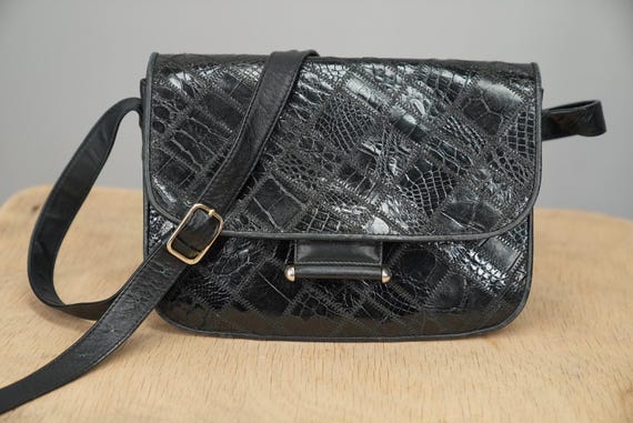 Italian Snake-embossed Leather Patchwork Bag | 80… - image 3