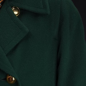 Aquascutum Dark Green Double-Breasted Vintage Wool Coat 20% Cashmere Made in England image 4