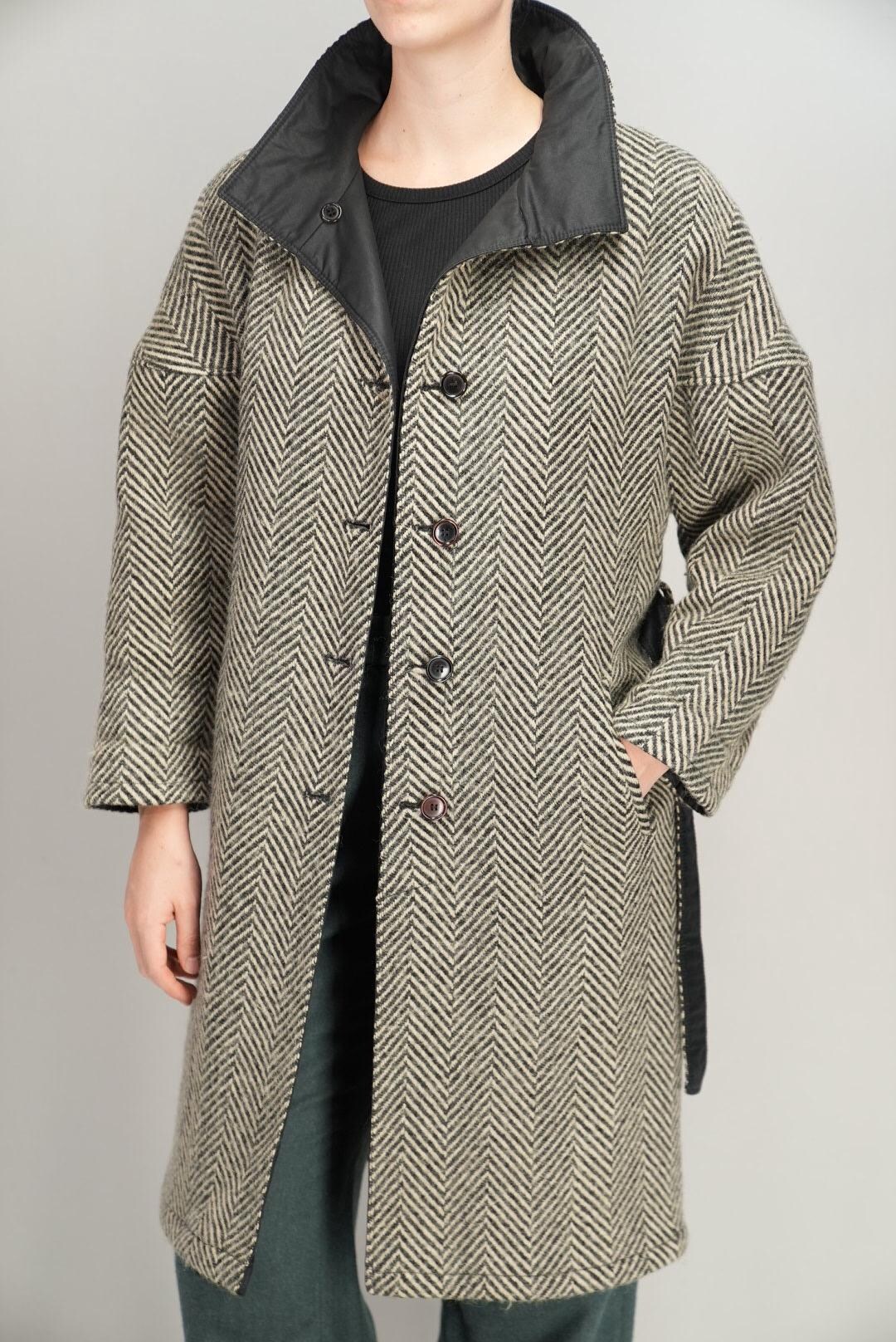 Double-face Vintage Trench Coat | Herringbone Wool & Waterproof