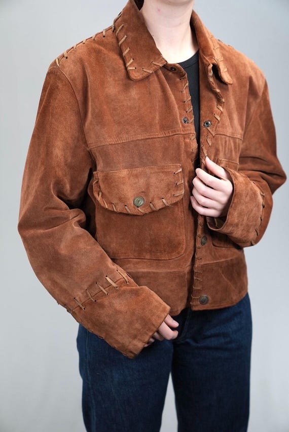 70er Jahre Wildlederjacke in Bronze im Western-Stil Vintage