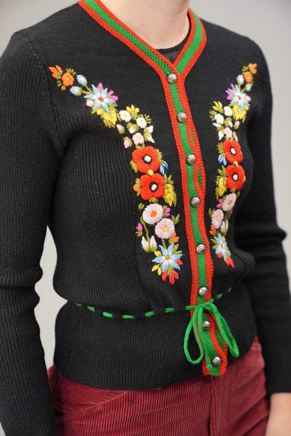 トップス FLOWER  RRL APPLIQUED WOOL CARDIGAN Appliqué Knit Floral Cardigan With Buttons – SAACHI