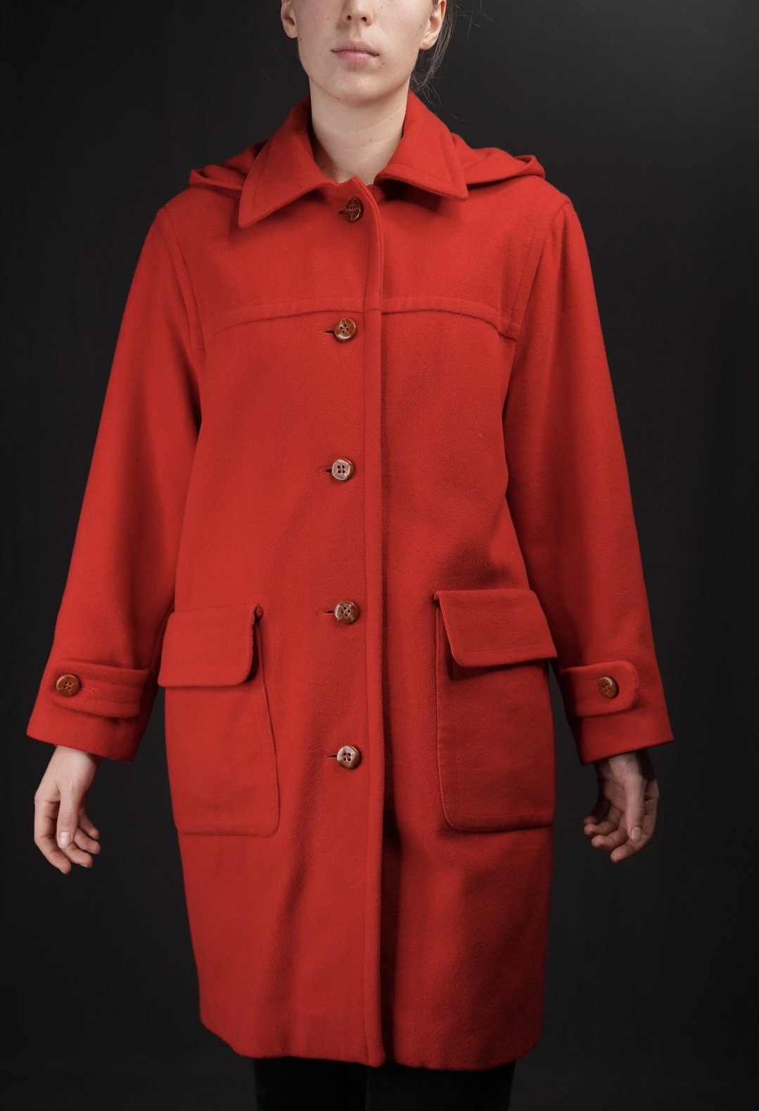 Duffle coat femme rouge sale