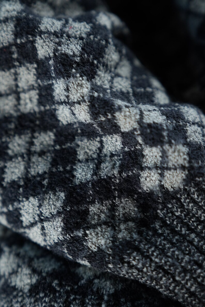 Checkered Vintage Wool Sweater black and white image 9