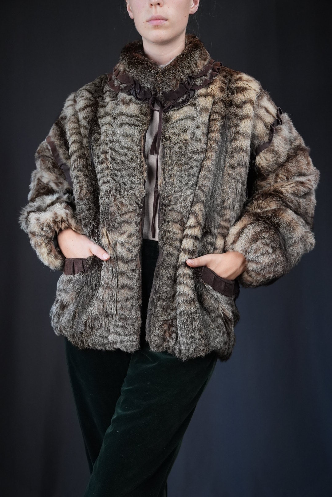 Short Fur Coat European Wild Cat Fur Coat C&A Vintage 80s 90s Etsy