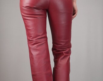 LEVI’S RED / asymmetry leather pants HDE Women's Metallic Faux Leather Pants High Waisted