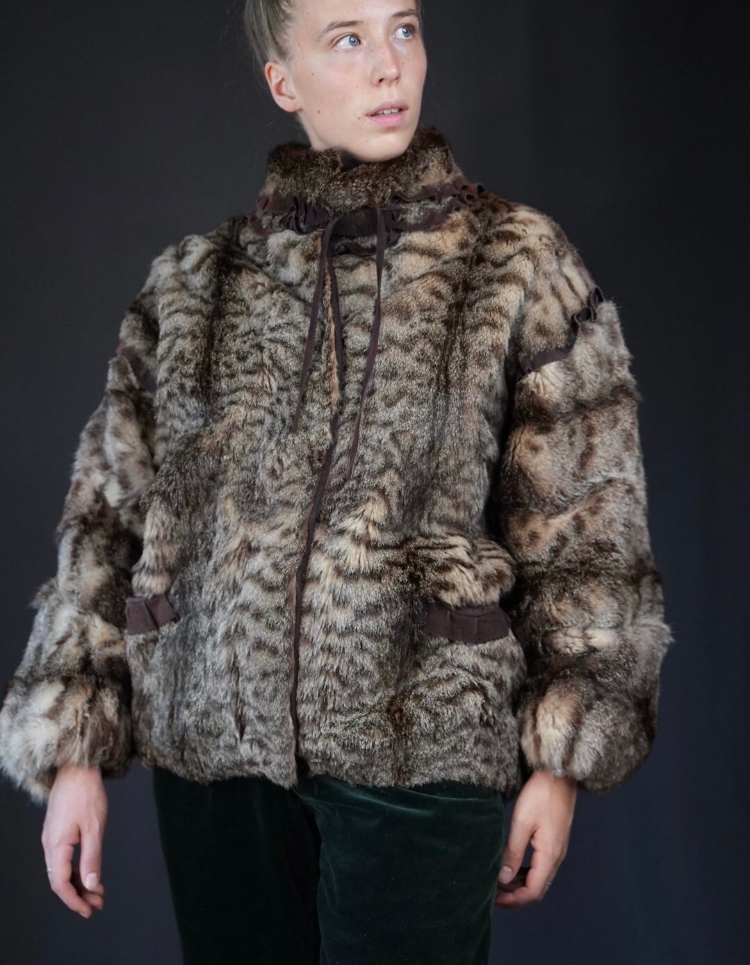 Short Fur Coat European Wild Cat Fur Coat C&A Vintage 80s 90s Etsy