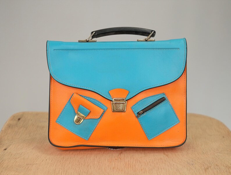 Vintage Satchel Backpack With Bold Color-block Design | 35cm X 26cm ...