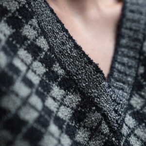 Checkered Vintage Wool Sweater black and white image 5