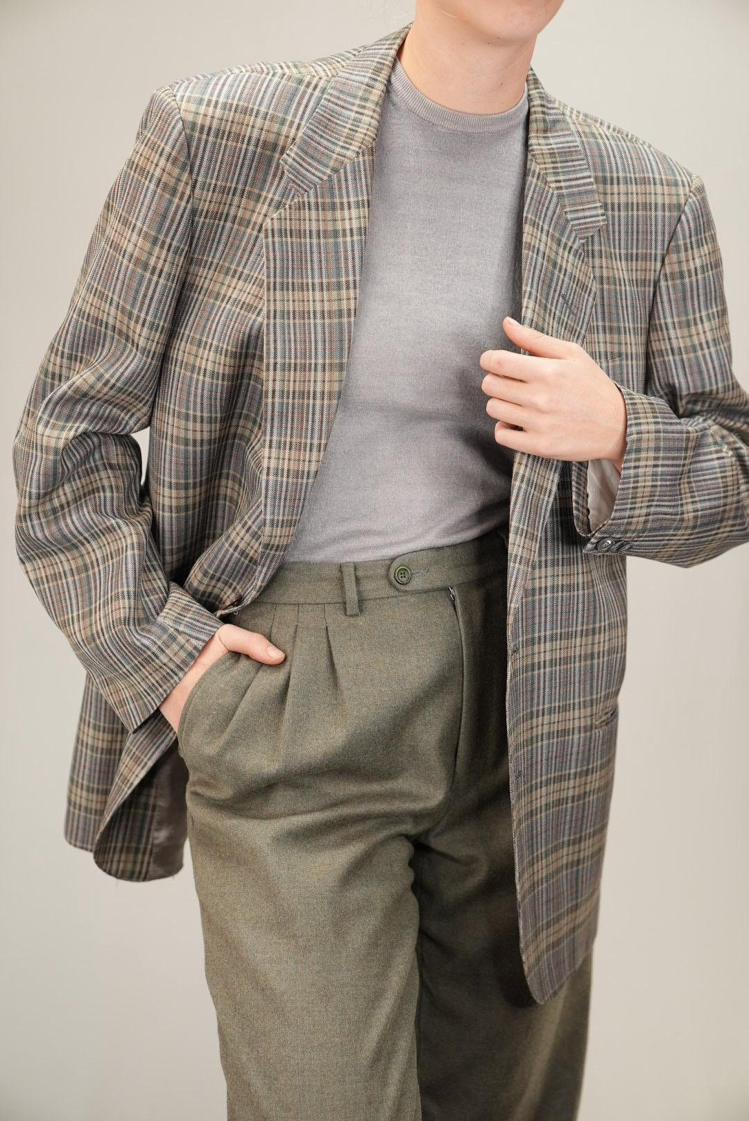 Refined Italian Plaid Blazer by Sergio Valentino | Size 52
